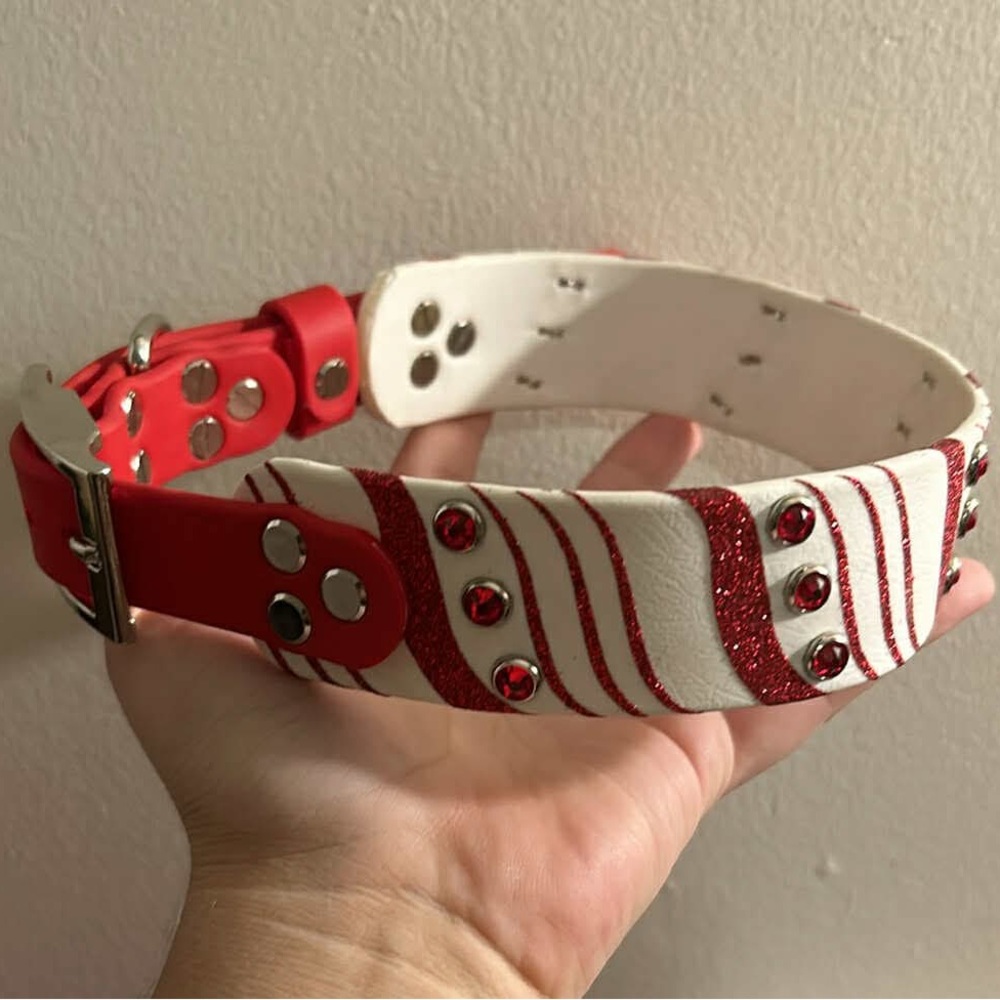 Candy Cane Biothane Dog Collar